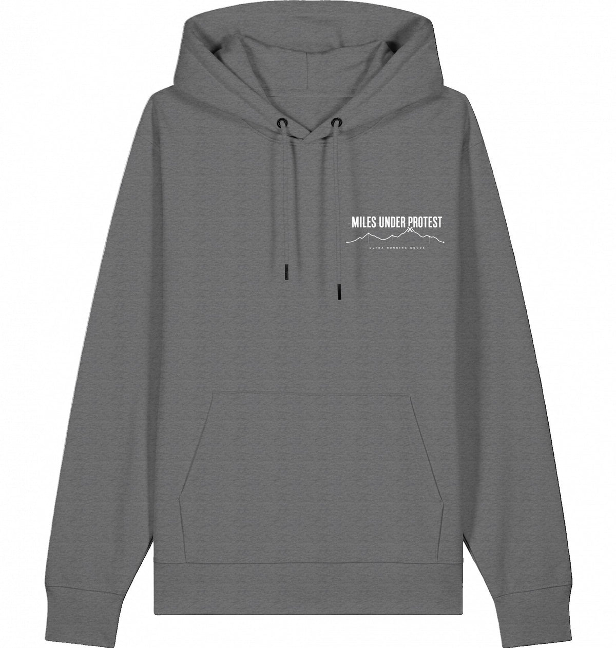DOGS. COFFEE. RUNNING Hoodie Dark Heather Grey – Produktansicht