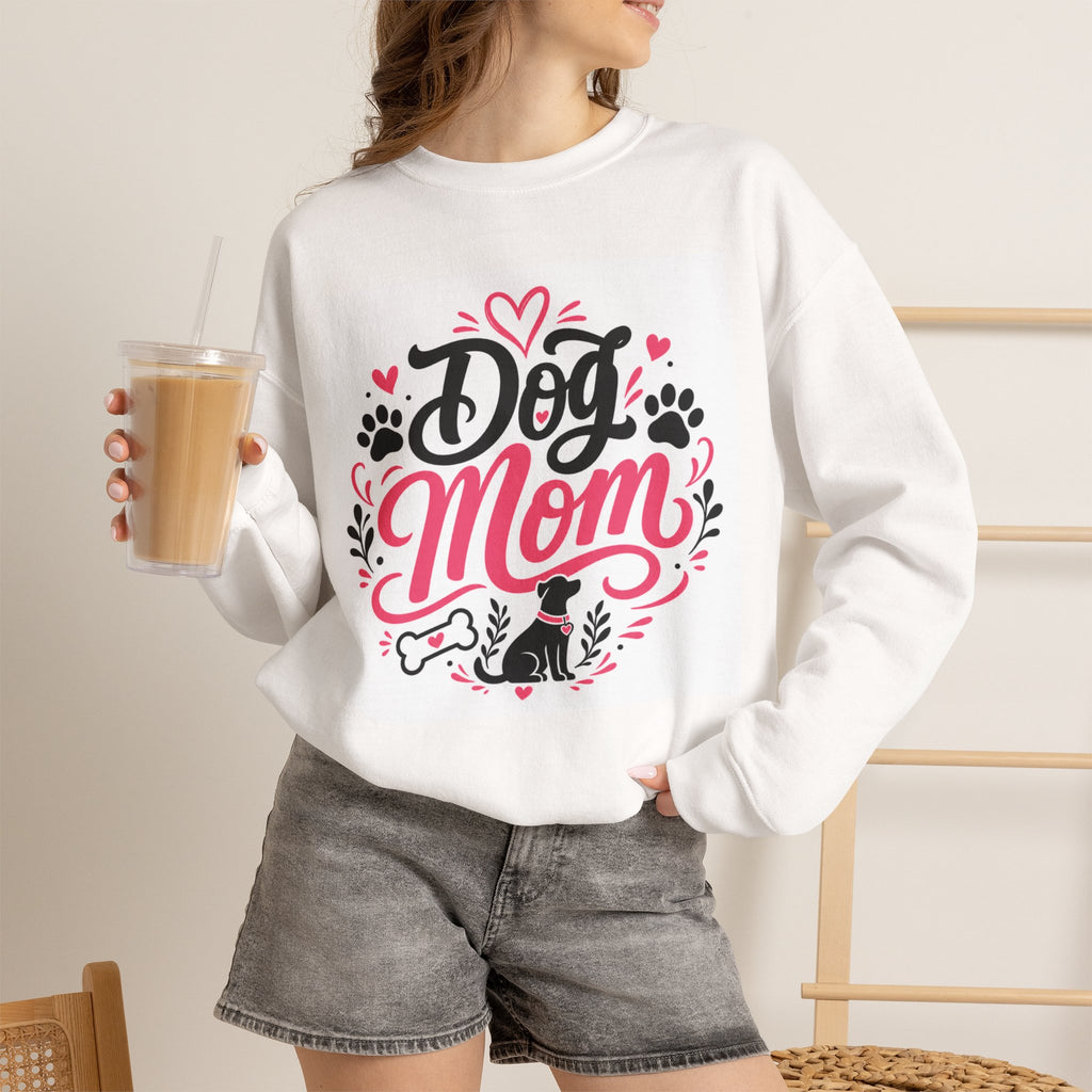 Dog-Mom-Sweatshirt weiß – Motiv Pfote & Herz