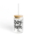 Trinkglas „Dog Mom“ mit Deckel & Strohhalm, 473 ml