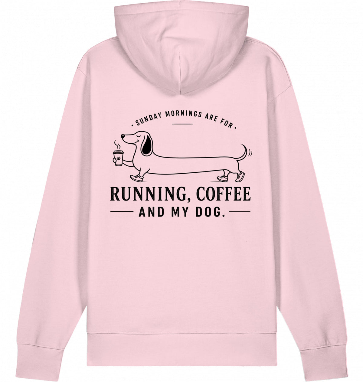 DOGS. COFFEE. RUNNING Hoodie Cotton Pink – Produktansicht