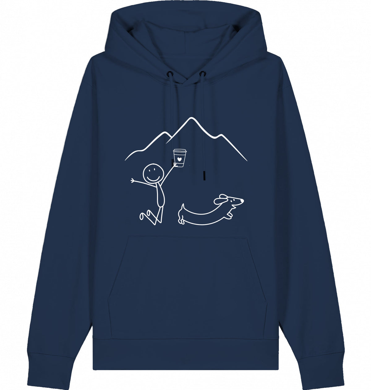 DOGS. COFFEE. RUNNING Hoodie French Navy – Produktansicht