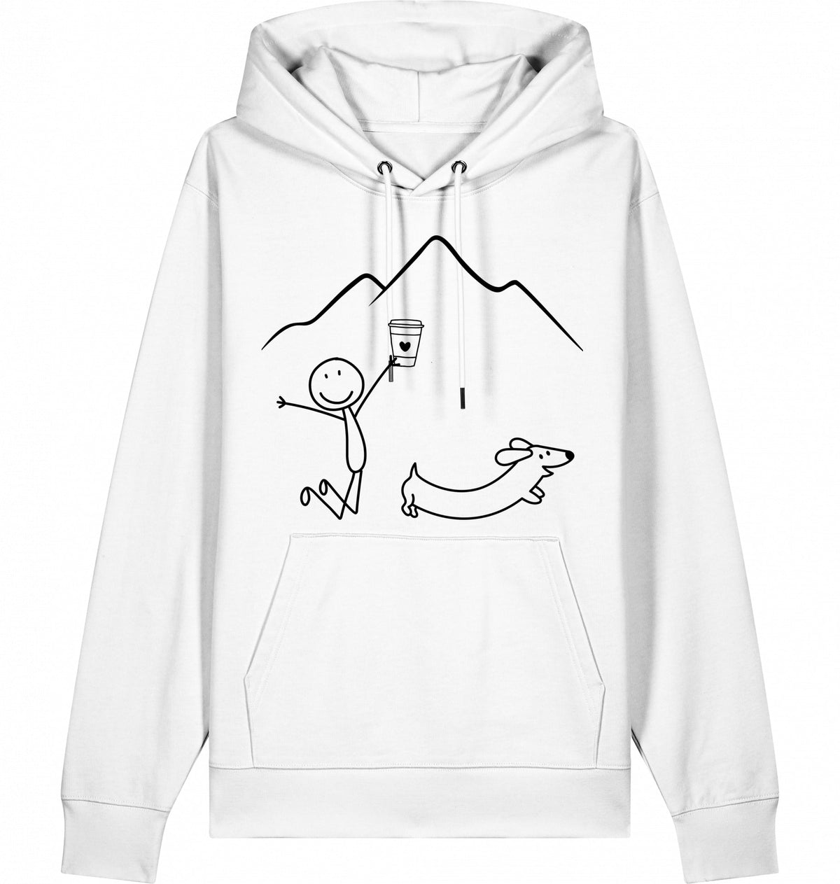 DOGS. COFFEE. RUNNING Hoodie White – Produktansicht