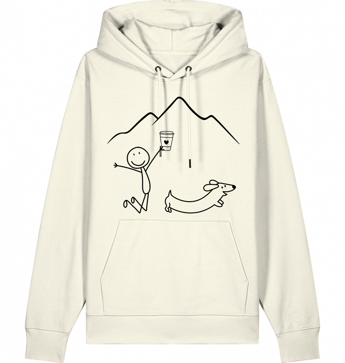 DOGS. COFFEE. RUNNING Hoodie Natural Raw – Produktansicht