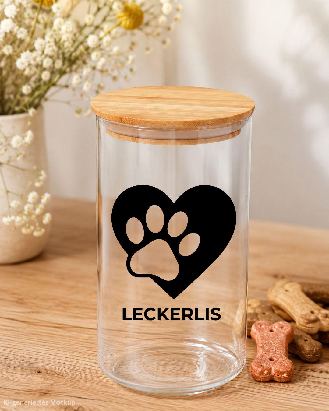 Leckerlidose, Vorratsglas mit Bambusdeckel, personalisiertes Geschenk für Hundebesitzer, Futterglas, Geschenke, Geschenkidee Hundeliebhaber