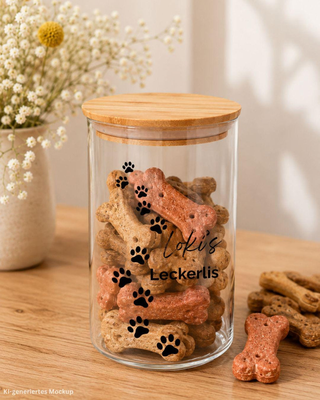 Leckerlidose, Vorratsglas mit Bambusdeckel, personalisiertes Geschenk für Hundebesitzer, Futterglas, Geschenke, Geschenkidee Hundeliebhaber