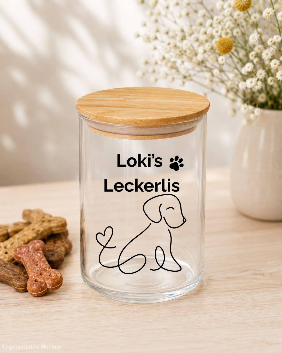 Leckerlidose, Vorratsglas mit Bambusdeckel, personalisiertes Geschenk für Hundebesitzer, Futterglas, Geschenke, Geschenkidee Hundeliebhaber