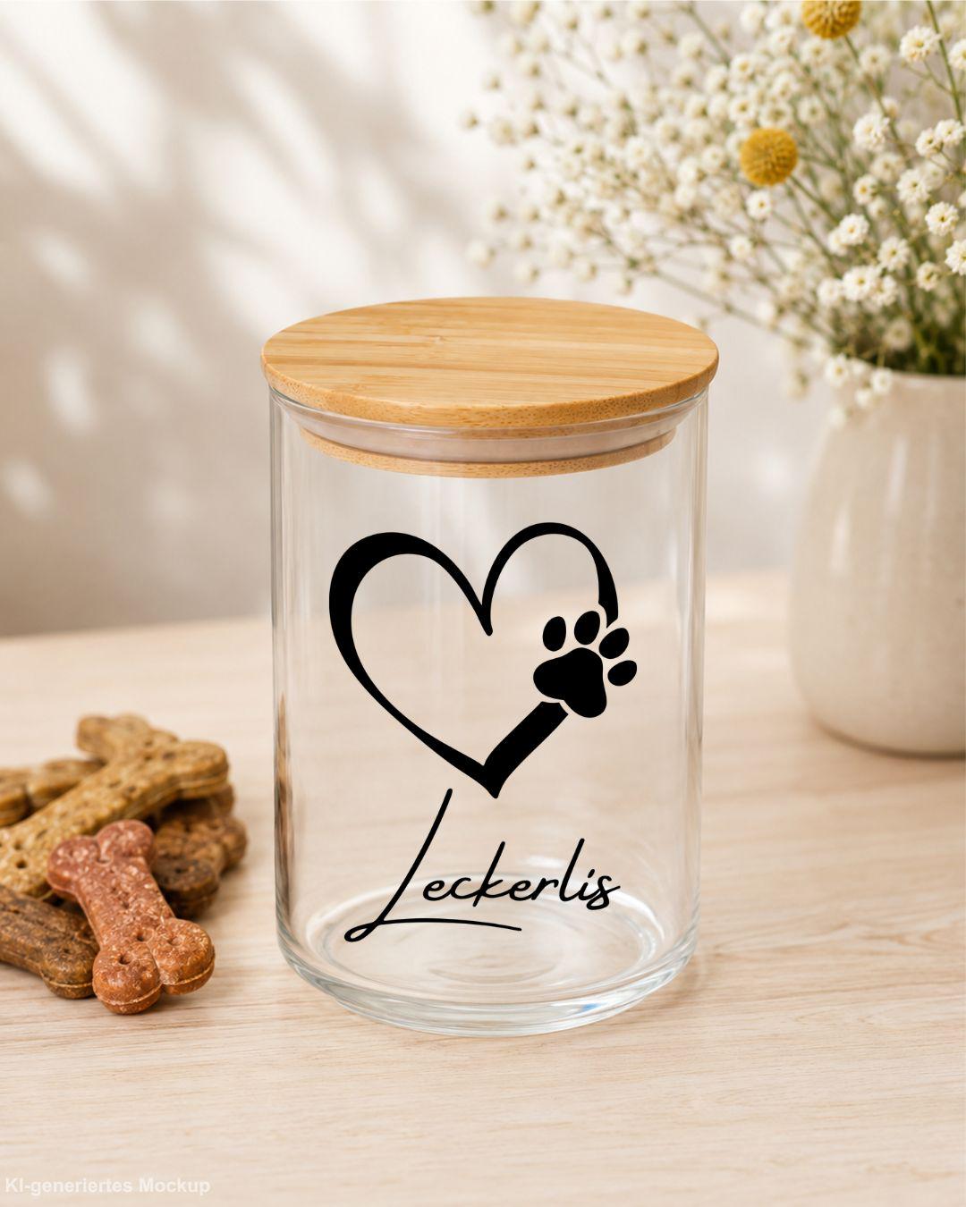 Leckerlidose, Vorratsglas mit Bambusdeckel, personalisiertes Geschenk für Hundebesitzer, Futterglas, Geschenke, Geschenkidee Hundeliebhaber