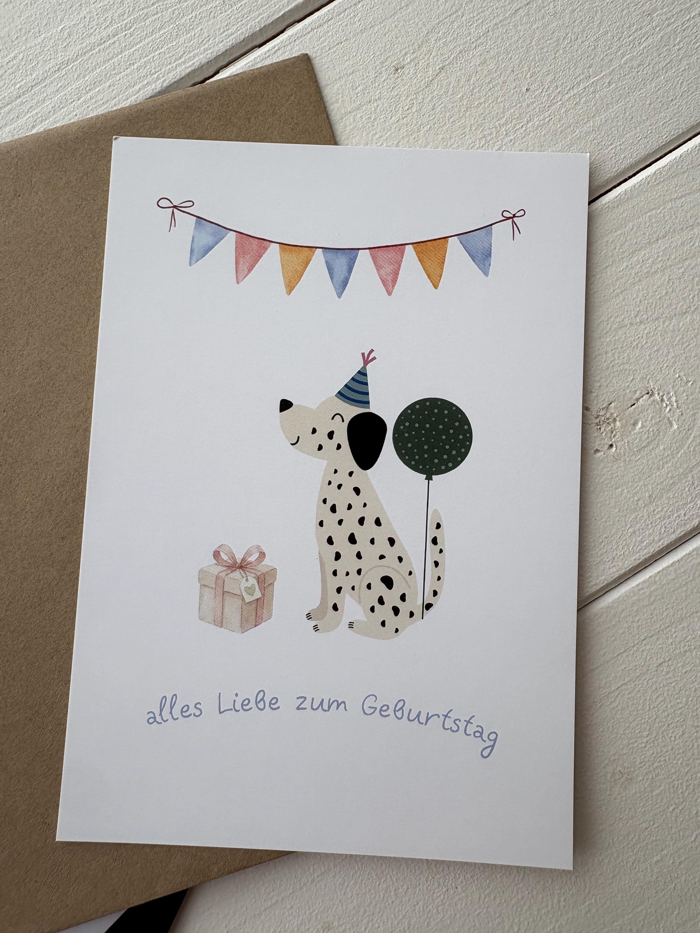 Geburtstagskarte Hund | Alles Liebe zum Geburtstag | Glückwunschkarte Hundeliebhaber | Postkarte mit Hund | Geburtstagsgruß | Hundekarte