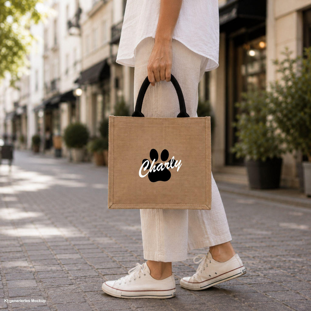 Personalisierte Jutetasche Hund | Hundetasche 30x30cm | Tasche für Hundebesitzer | Hundemama Geschenk | Hundepapa Geschenk | Tragetasche