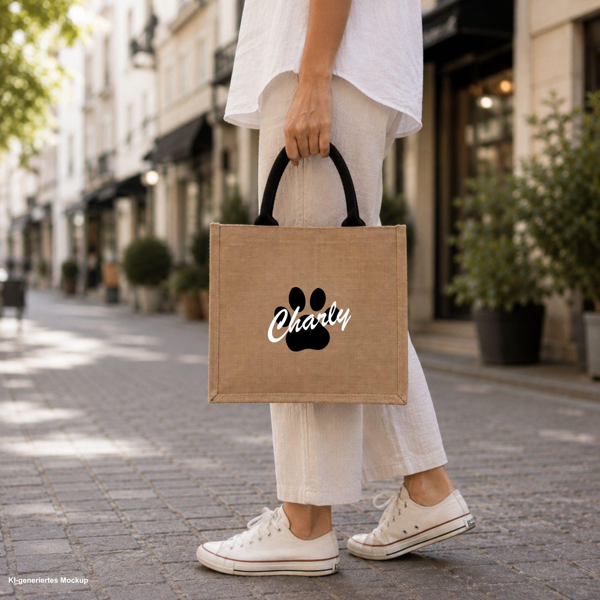 Personalisierte Jutetasche Hund | Hundetasche 30x30cm | Tasche für Hundebesitzer | Hundemama Geschenk | Hundepapa Geschenk | Tragetasche