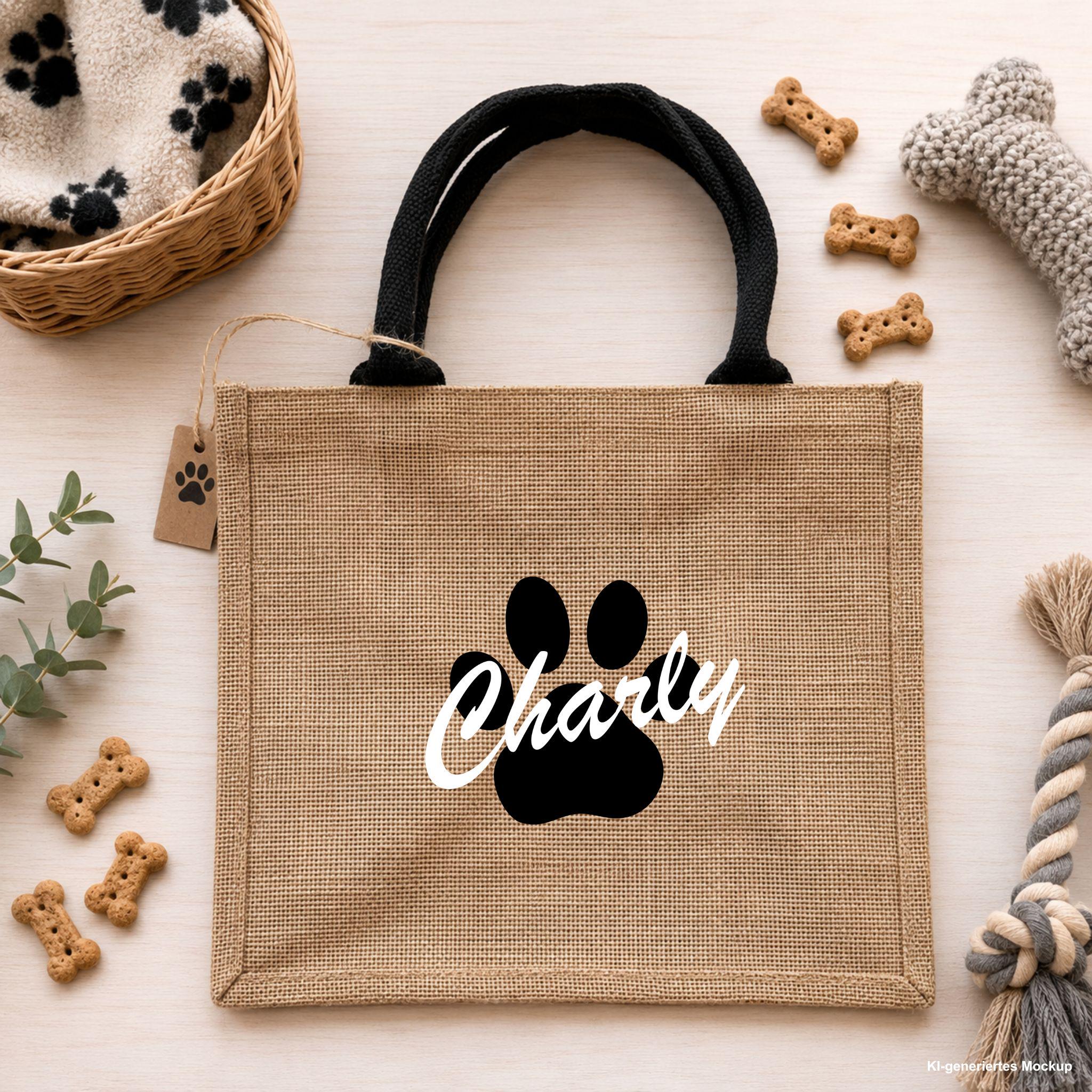 Personalisierte Jutetasche Hund | Hundetasche 30x30cm | Tasche für Hundebesitzer | Hundemama Geschenk | Hundepapa Geschenk | Tragetasche