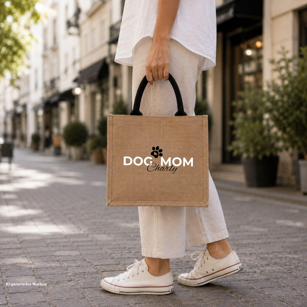 Personalisierte Jutetasche Hund | Hundetasche 30x30cm | Tasche für Hundebesitzer | Hundemama Geschenk | Hundepapa Geschenk | Tragetasche