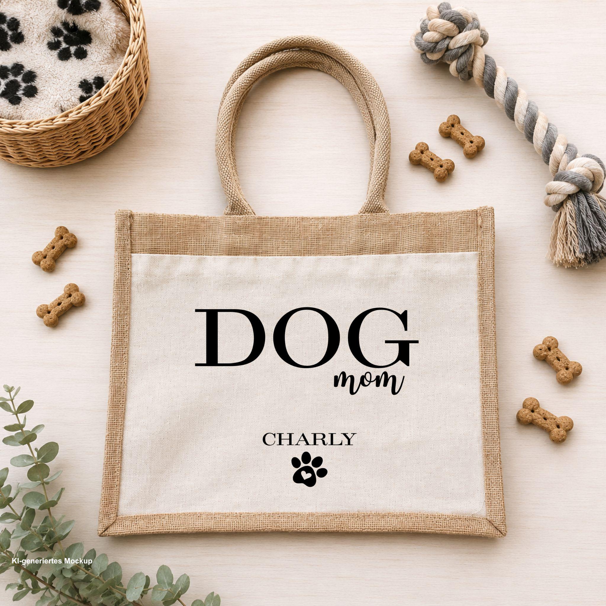 Personalisierte Jutetasche Hund | Hundetasche 42x33cm | Tasche für Hundebesitzer | Hundemama Geschenk | Jute Baumwolle Tasche | Tragetasche