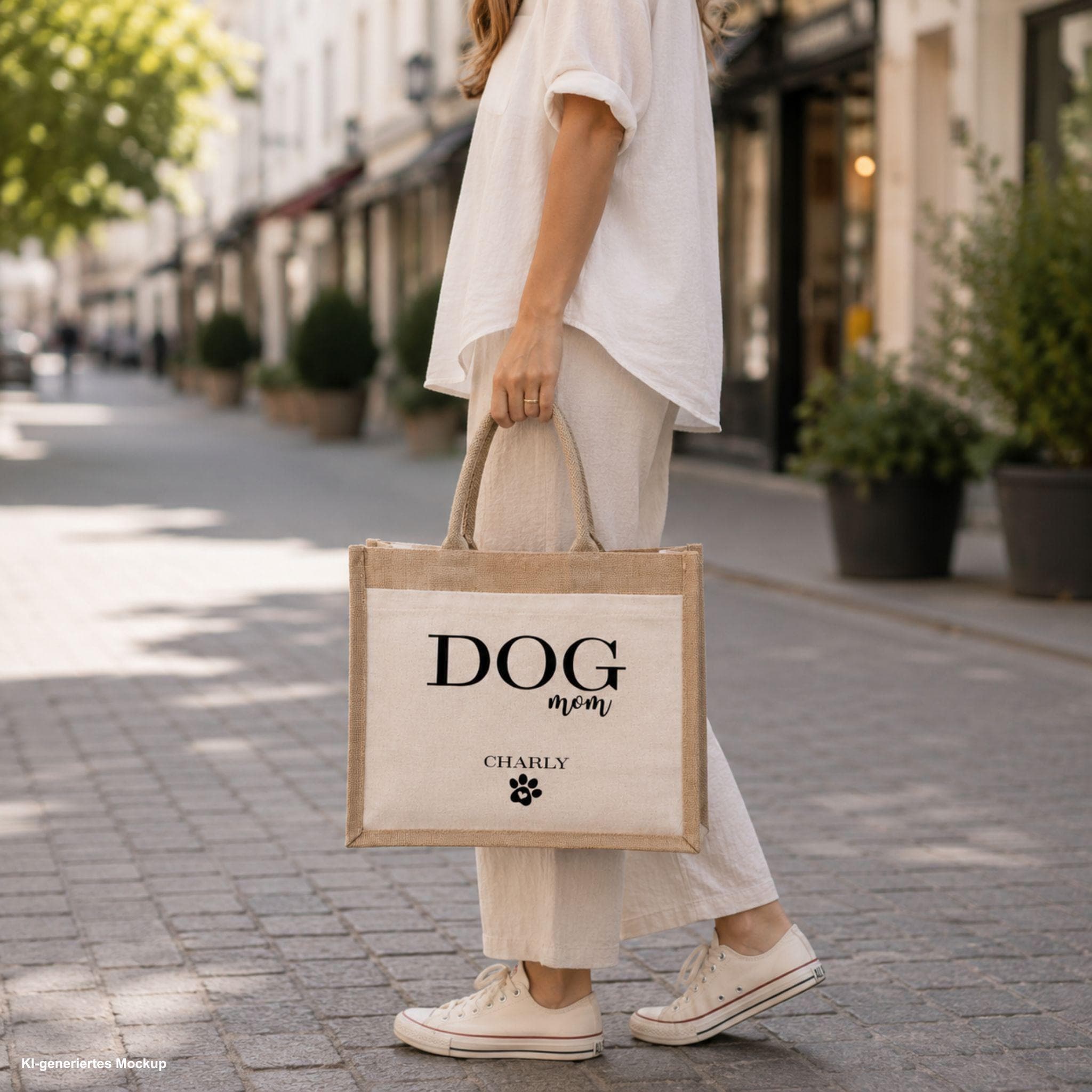 Personalisierte Jutetasche Hund | Hundetasche 42x33cm | Tasche für Hundebesitzer | Hundemama Geschenk | Jute Baumwolle Tasche | Tragetasche