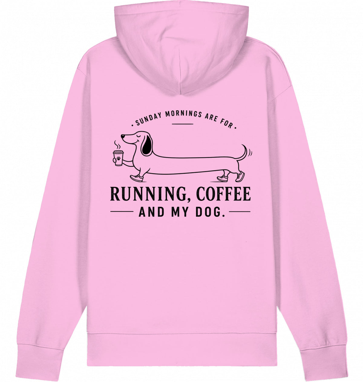 DOGS. COFFEE. RUNNING Hoodie Lilac Dream – Produktansicht