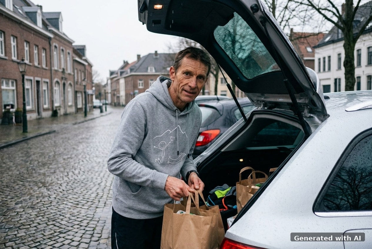 DOGS. COFFEE. RUNNING Hoodie Mid Heather Grey – Vorderseite