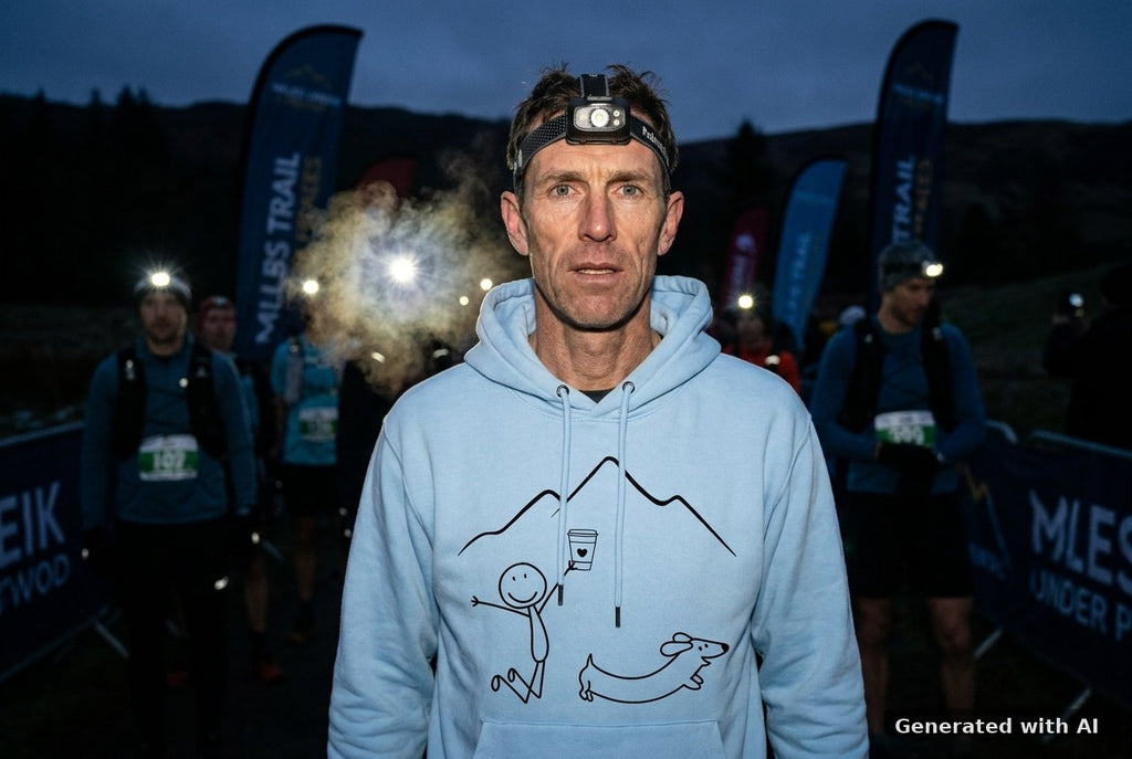 DOGS. COFFEE. RUNNING Hoodie Blue Soul – Vorderseite