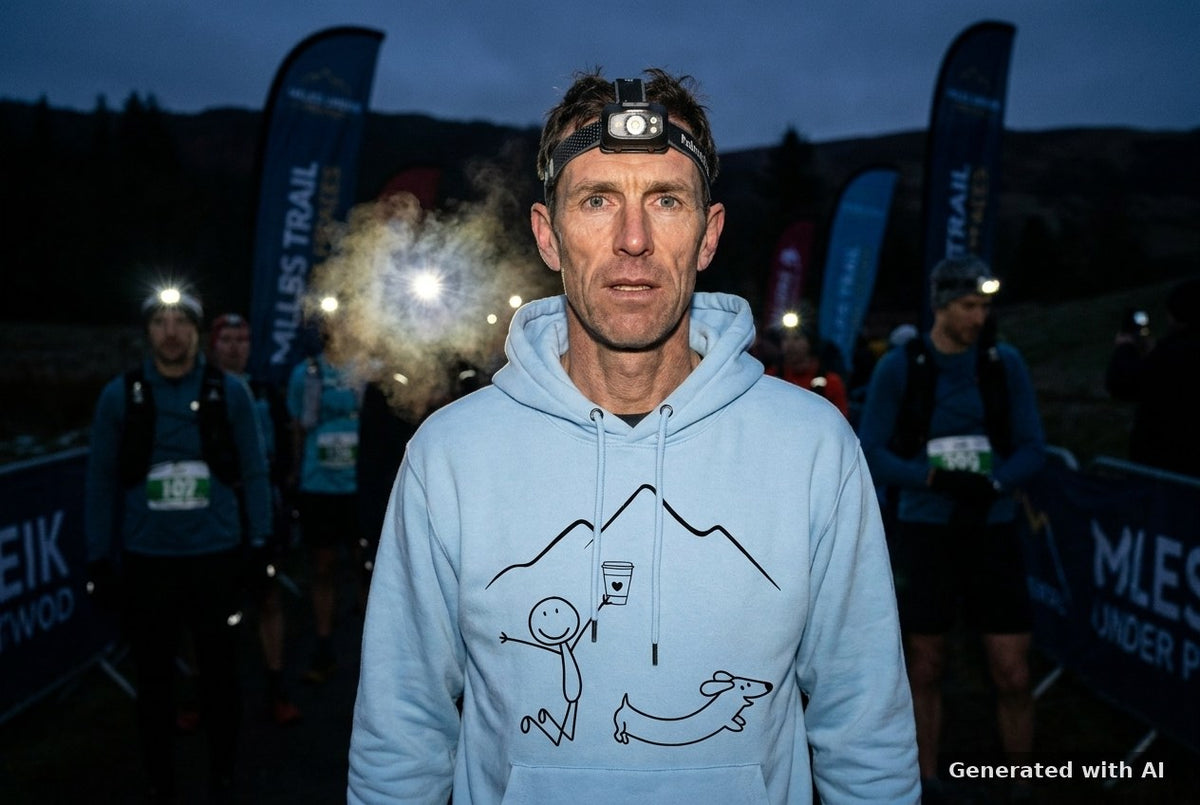 DOGS. COFFEE. RUNNING Hoodie Blue Soul – Vorderseite