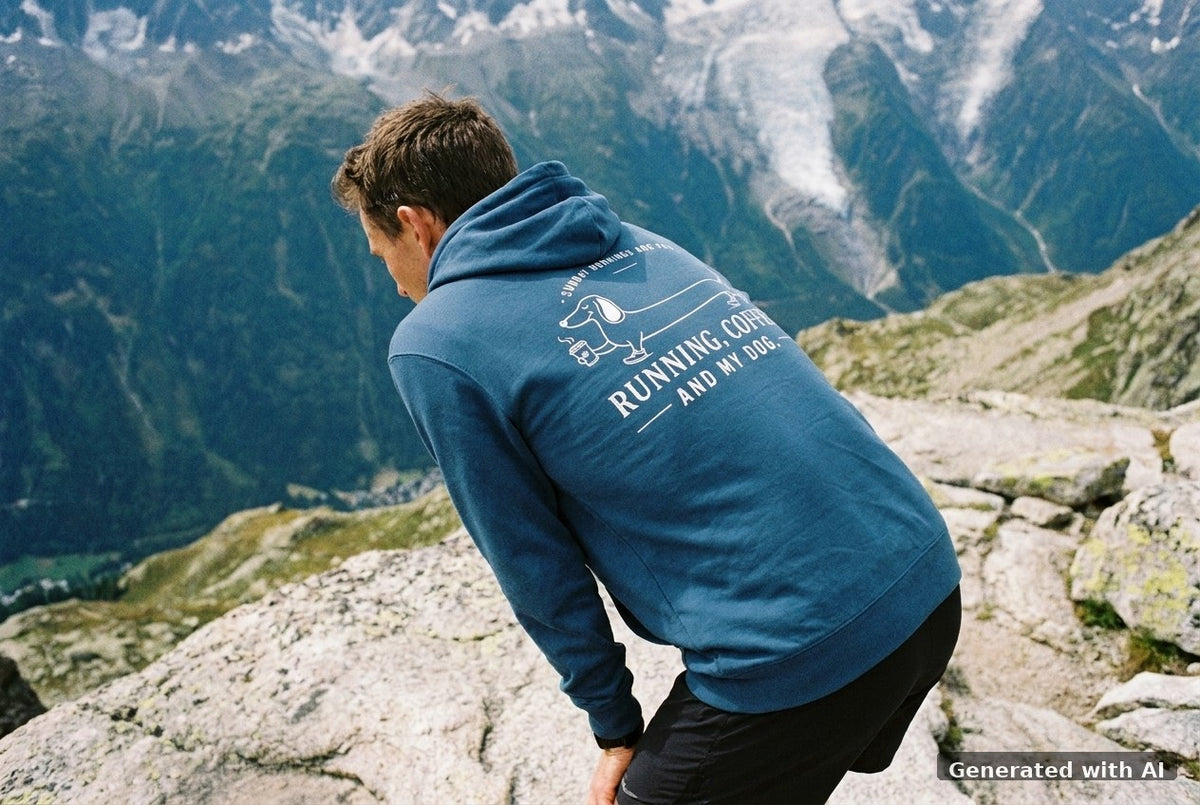 DOGS. COFFEE. RUNNING Hoodie Deep Teal – Rückseite