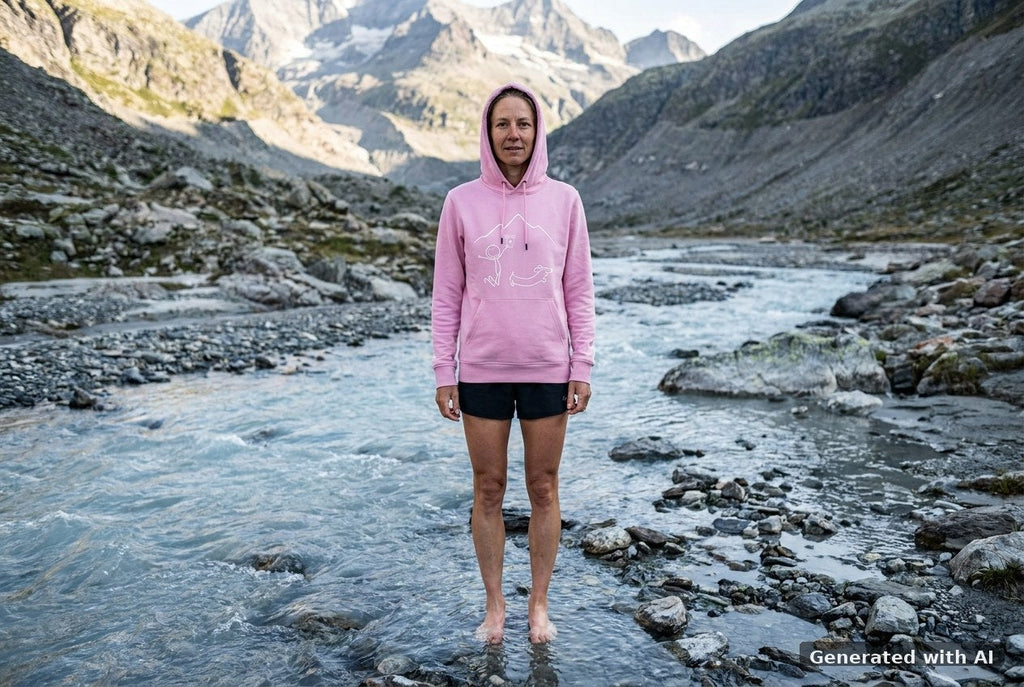 DOGS. COFFEE. RUNNING Hoodie Bubble Pink – Vorderseite